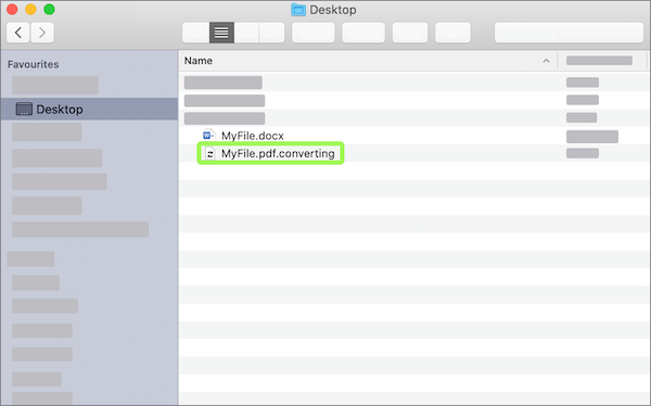 File converting screenshot